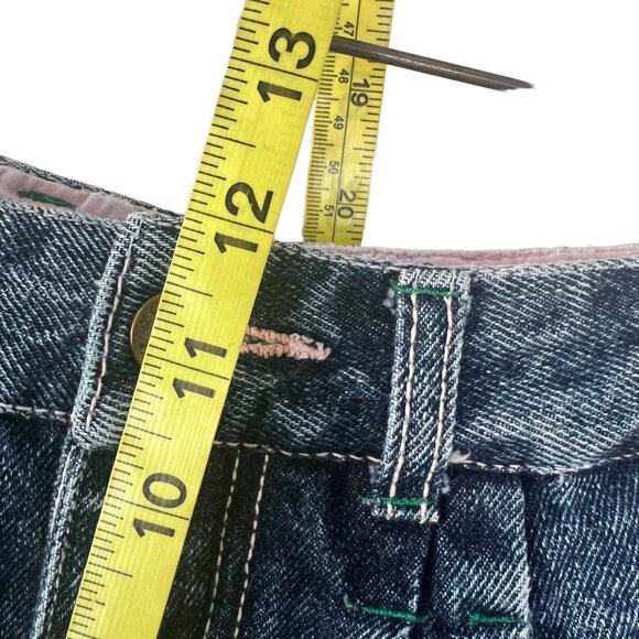 Vintage 90s Guess Acid Wash high Rise Patchwork Straight Leg Jeans 1 - Picture 6 of 10